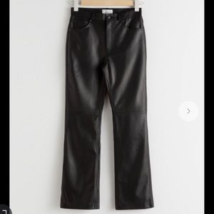 & Other Stories Kick Flare Black Leather Trousers